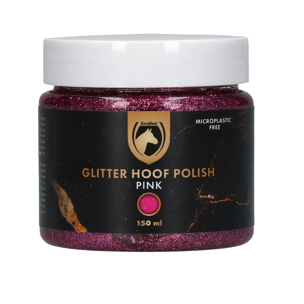 HIGL7052.png Růžový třpytivý lak na kopyta, 150 ml – Excellent Horse Hi Gloss Glitter Hoof Polish - Obrázek 1