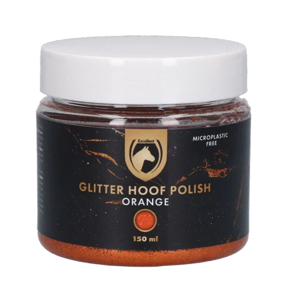 Oranžový třpytivý lak na kopyta, 150 ml – Excellent Horse Hi Gloss Glitter Hoof Polish