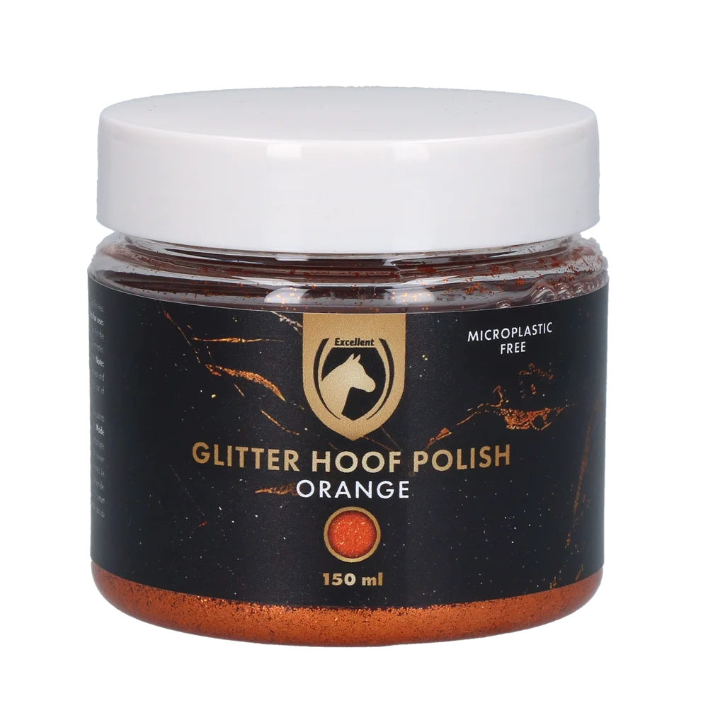 Oranžový třpytivý lak na kopyta, 150 ml – Excellent Horse Hi Gloss Glitter Hoof Polish - Obrázek 1