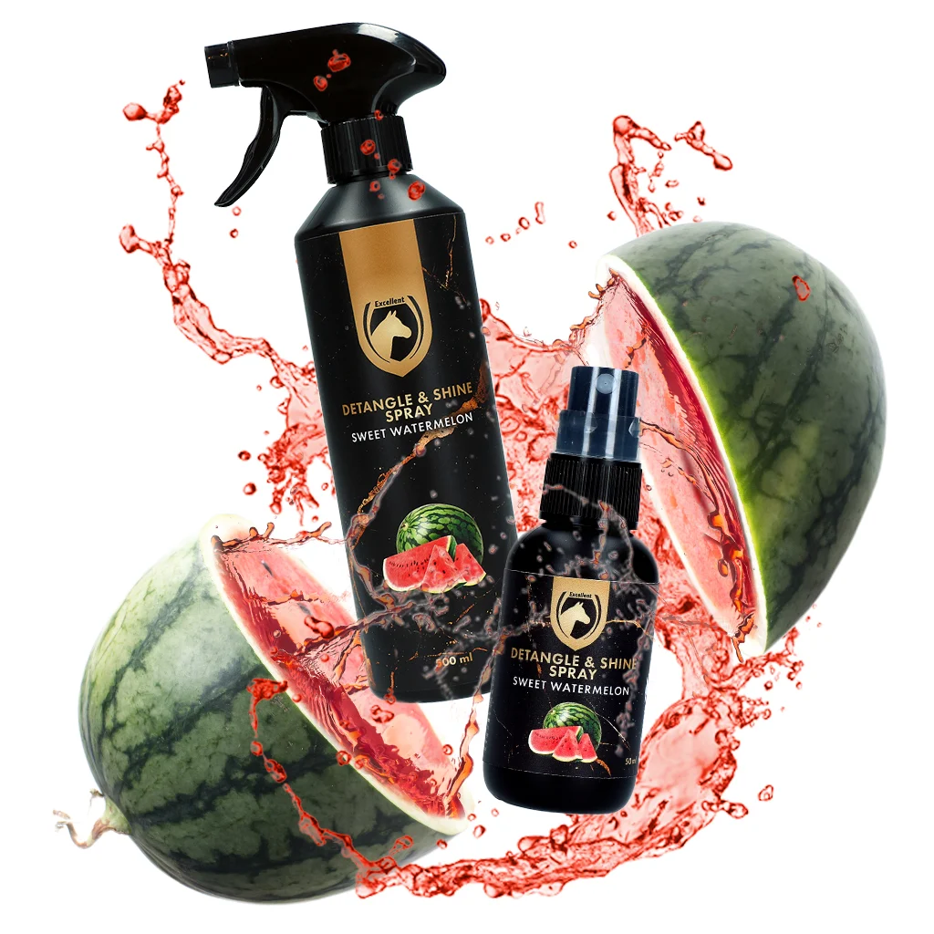 Sprej proti zacuchávání hřívy a ocasu, 50 ml – Excellent Horse Detangle & Shine Spray Sweet Watermelon - Obrázek 2