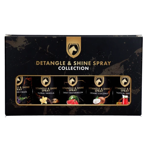 Sprej na rozčesávání hřívy a ocasu, dárková sada 5 x 50 ml – Excellent Horse Detangle & Shine Spray