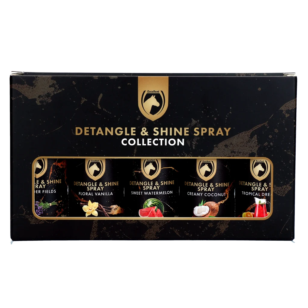 Sprej na rozčesávání hřívy a ocasu, dárková sada 5 x 50 ml – Excellent Horse Detangle & Shine Spray - Obrázek 1