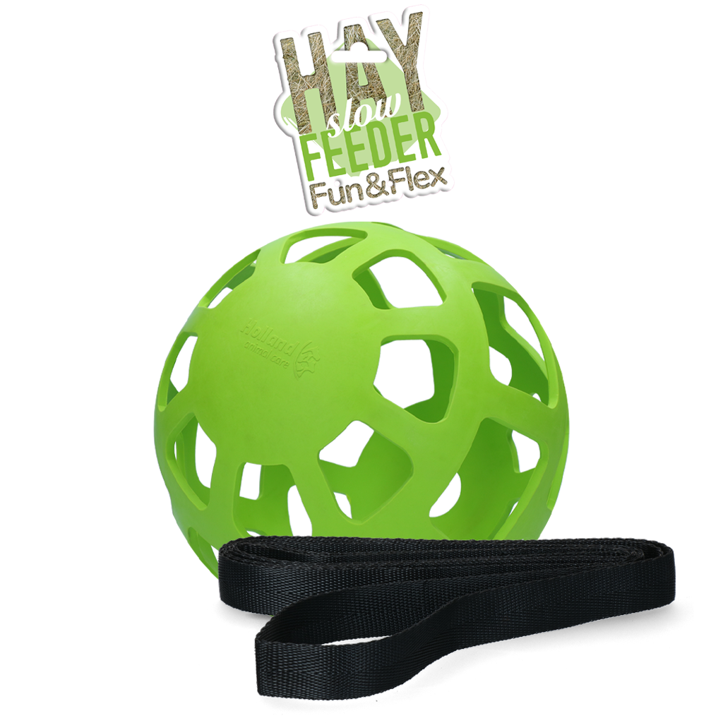 Hooibal voor Paarden van Natuurrubber, Groen, Diameter ca. 22 cm – Hay Slow Feeder Fun & Flex Míč na seno pro koně z přírodního kaučuku, zelený, průměr cca 22 cm – Hay Slow Feeder Fun & Flex