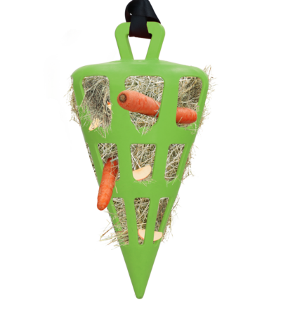 Pomalý krmný zásobník na seno pro koně z přírodního kaučuku, zelený – Hay Slow Feeder Fun & Flex Carrot