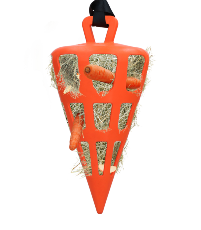 Pomalé krmítko pro koně z přírodního kaučuku, oranžové – Hay Slow Feeder Fun & Flex Carrot