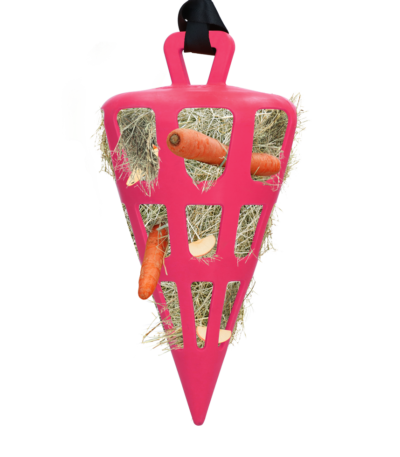 Pomalé krmítko pro koně z přírodního kaučuku, růžové – Hay Slow Feeder Fun & Flex Carrot