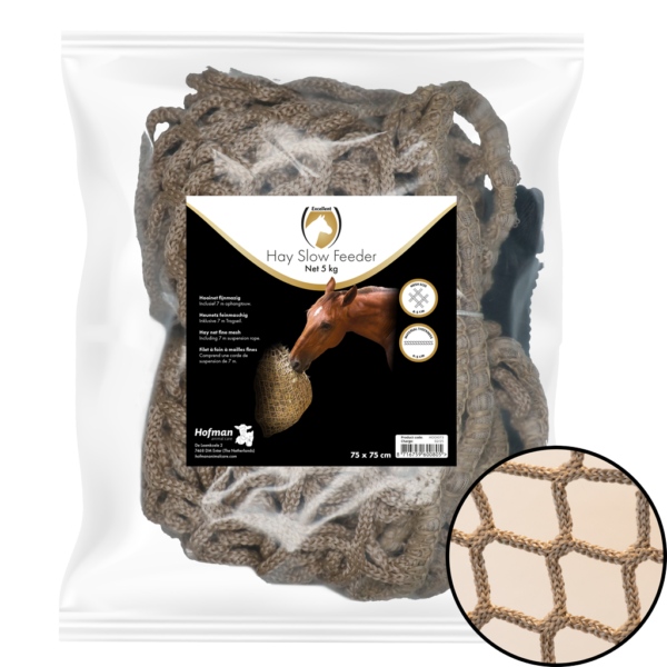 Síť na seno Slowfeeder pro koně, 5 kg, velikost oka 45 mm – Hay Slow Feeder