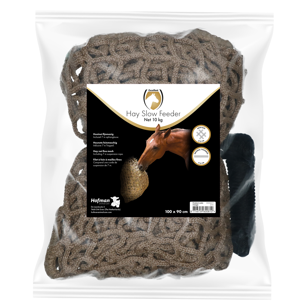 Slowfeeder Hooinet voor Paarden, 10 kg, Maaswijdte 45 mm – Hay Slow Feeder Net Síť na seno pro koně Slowfeeder, 10 kg, velikost ok 45 mm – Hay Slow Feeder Net
