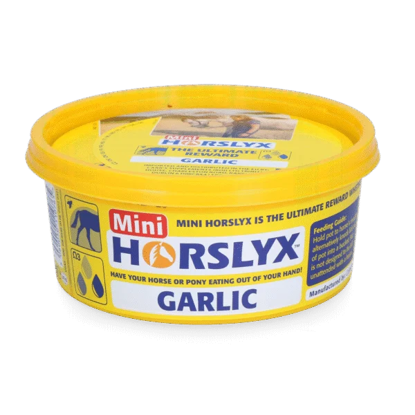Lízací kámen pro koně jako odměna, 650 g – Horslyx Mini Česnek