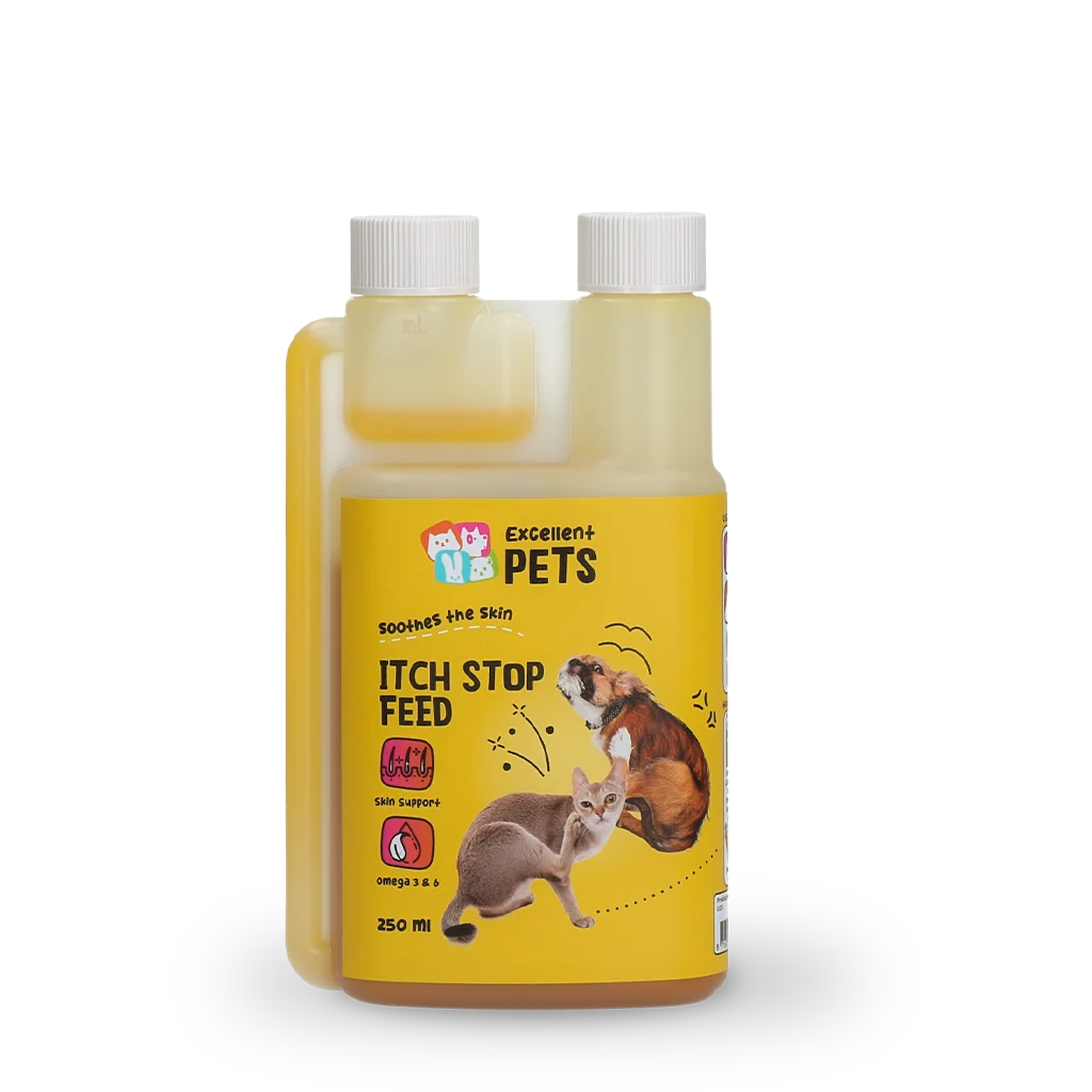 ITCH0010.png Krmný olej pro psy a kočky s heřmánkem, 250 ml – Excellent Pets Itch Stop Feed - Obrázek 1