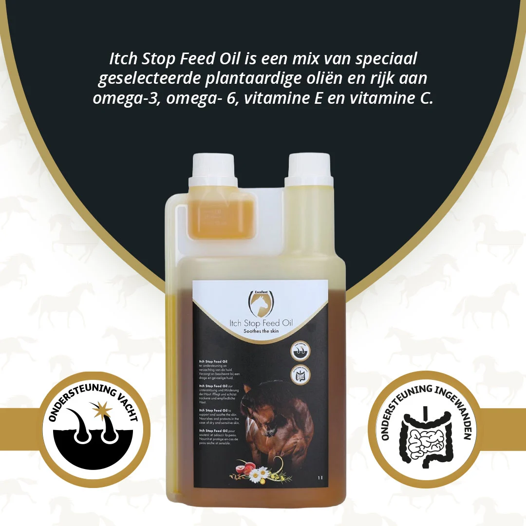 Krmný olej pro koně s omega 3 a omega 6, 1 l – Excellent Horse Itch Stop Feed Oil - Obrázek 2