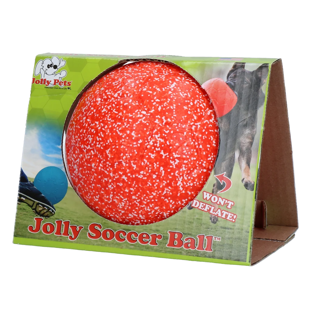 Aportovací míč pro psy, oranžový a bílý, 15 cm – Jolly Pets Jolly Soccer Ball - Obrázek 1