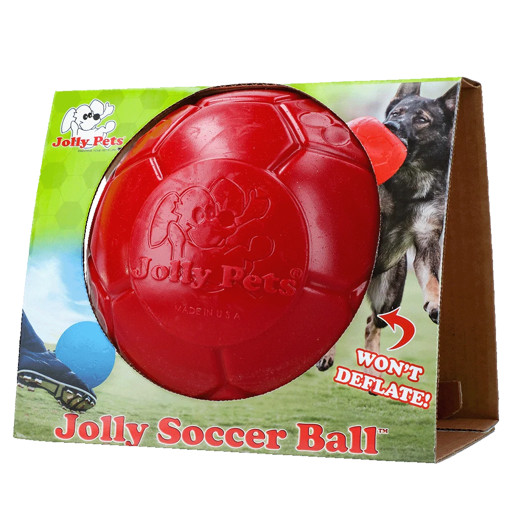 Míč pro psy na aportování, červený, 20 cm – Jolly Pets Jolly Soccer Ball - Obrázek 1