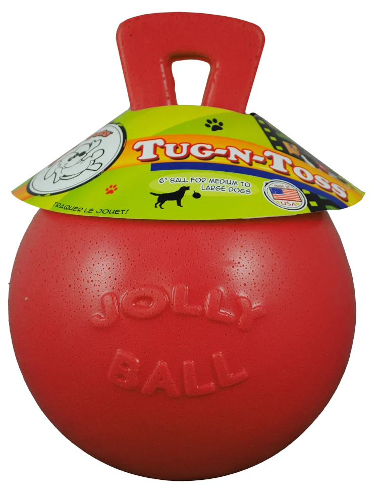 JOLL046A.png Plovoucí míč pro psy červený L (20 cm) – Jolly Pets Tug-n-Toss - Obrázek 1