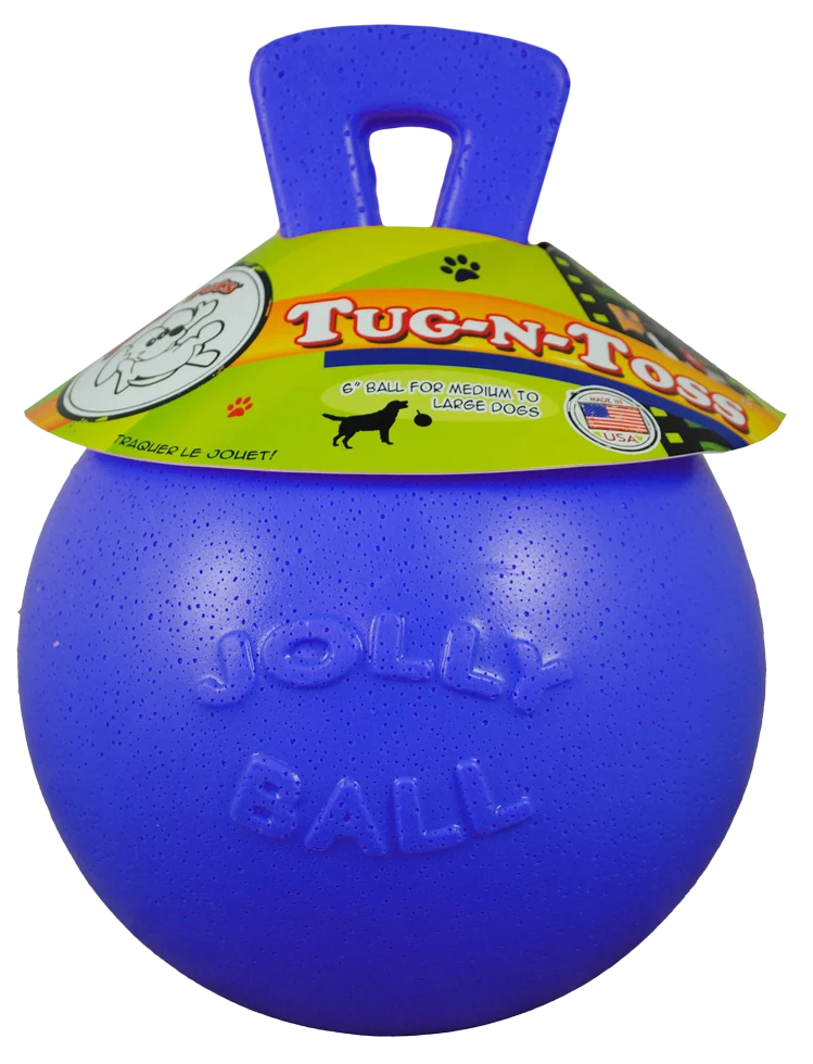 JOLL046F.png Plovoucí míč pro psy modrý L (20 cm) – Jolly Pets Tug-n-Toss - Obrázek 1