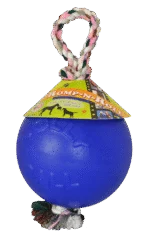 Míč pro psy s lanem, plovoucí, modrý M (15 cm) – Jolly Pets Romp-n-Roll