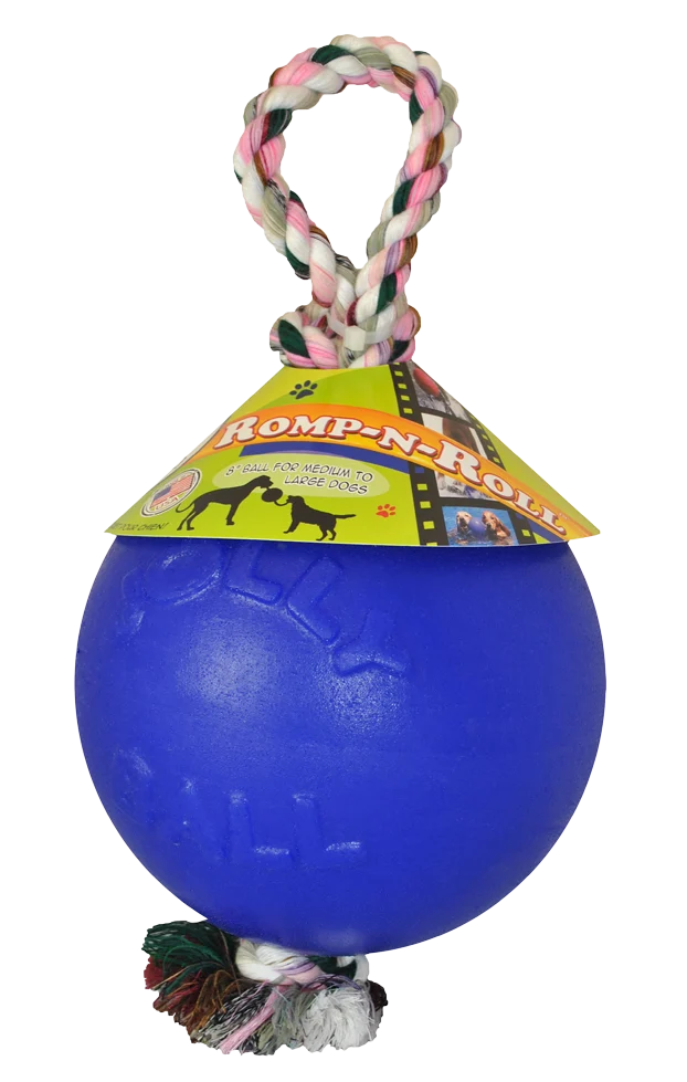 Míč pro psy s lanem, plovoucí, modrý M (15 cm) – Jolly Pets Romp-n-Roll - Obrázek 1
