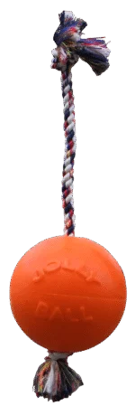 Míč pro psy s lanem, plovoucí, vanilkový L (20 cm) – Jolly Pets Romp-n-Roll