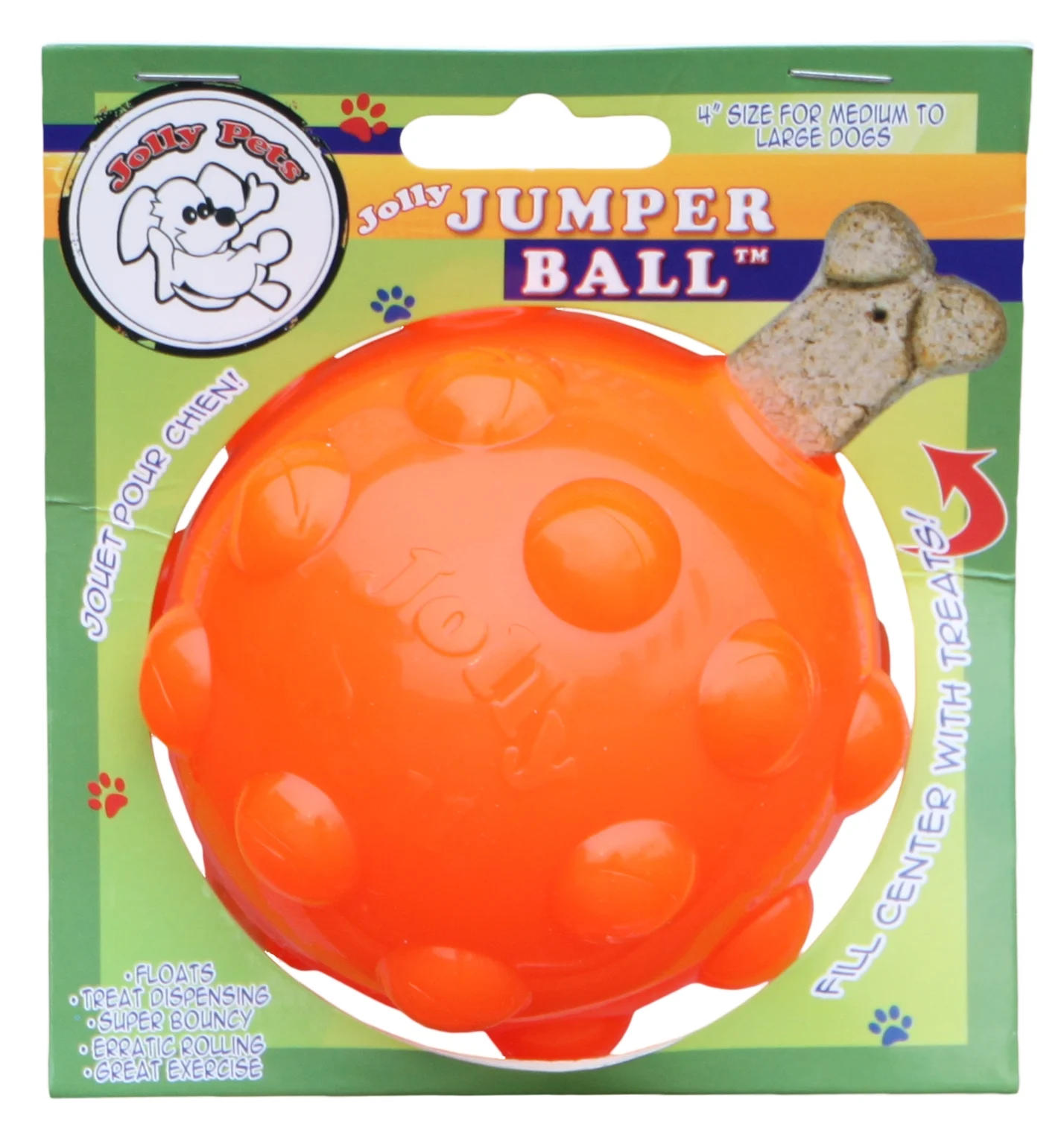 Pamlskový míček pro psy z TPR gumy, 10 cm – Jolly Pets Jolly Jumper oranžový M - Obrázek 1