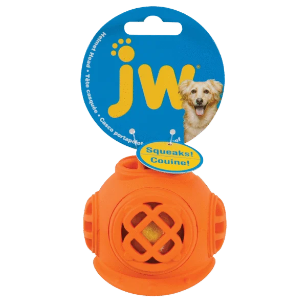 Tenisový míček pro psy s pískátkem a gumovou helmou – JW Helmet Heads Diver