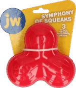 Gumová pískací hračka se 3 zvuky, červená – JW Symphony of Squeaks