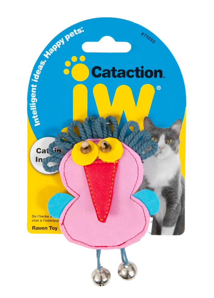 Hračka pro kočky v podobě havrana s catnipem a rolničkami, 12 x 7 cm – JW Cataction Raven Toy - Obrázek 1