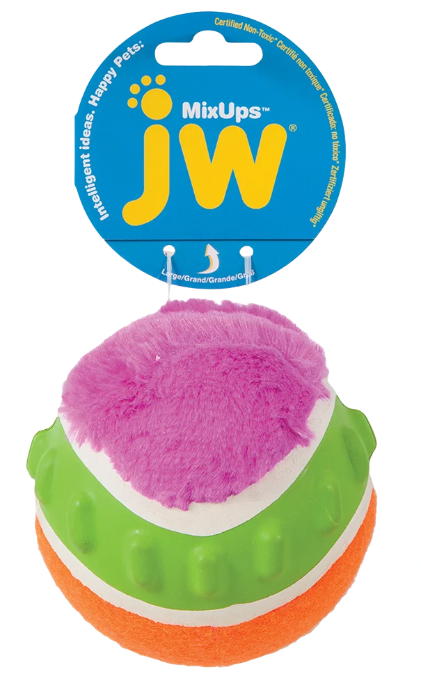 Psí balónek s pískátkem, 10 cm – JW Mixups Ribbed Ball L - Obrázek 1