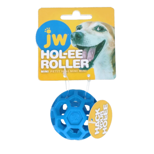 Míček pro psy z přírodního kaučuku na pamlsky, 5 cm, modrý – JW Hol-ee Roller