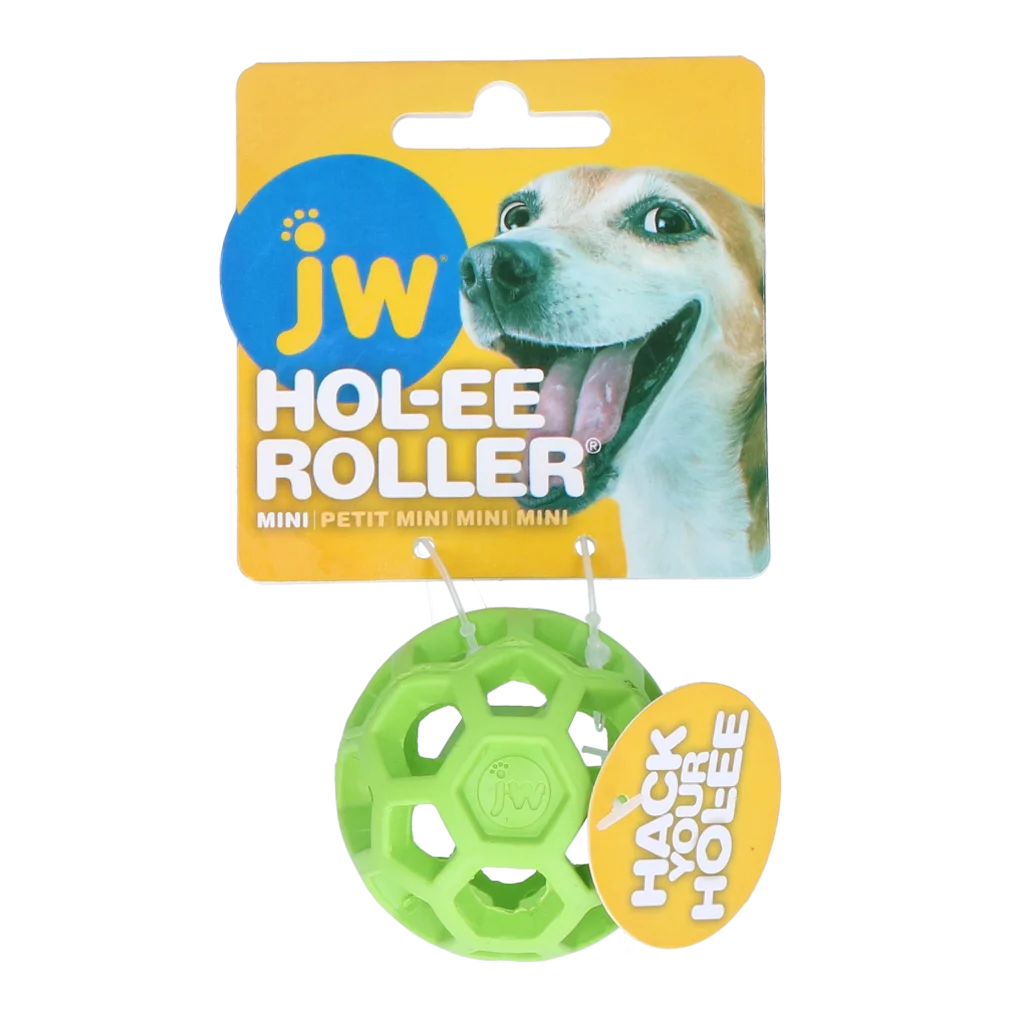 Míček pro psy z přírodního kaučuku na pamlsky, 5 cm, zelený – JW Hol-ee Roller - Obrázek 1