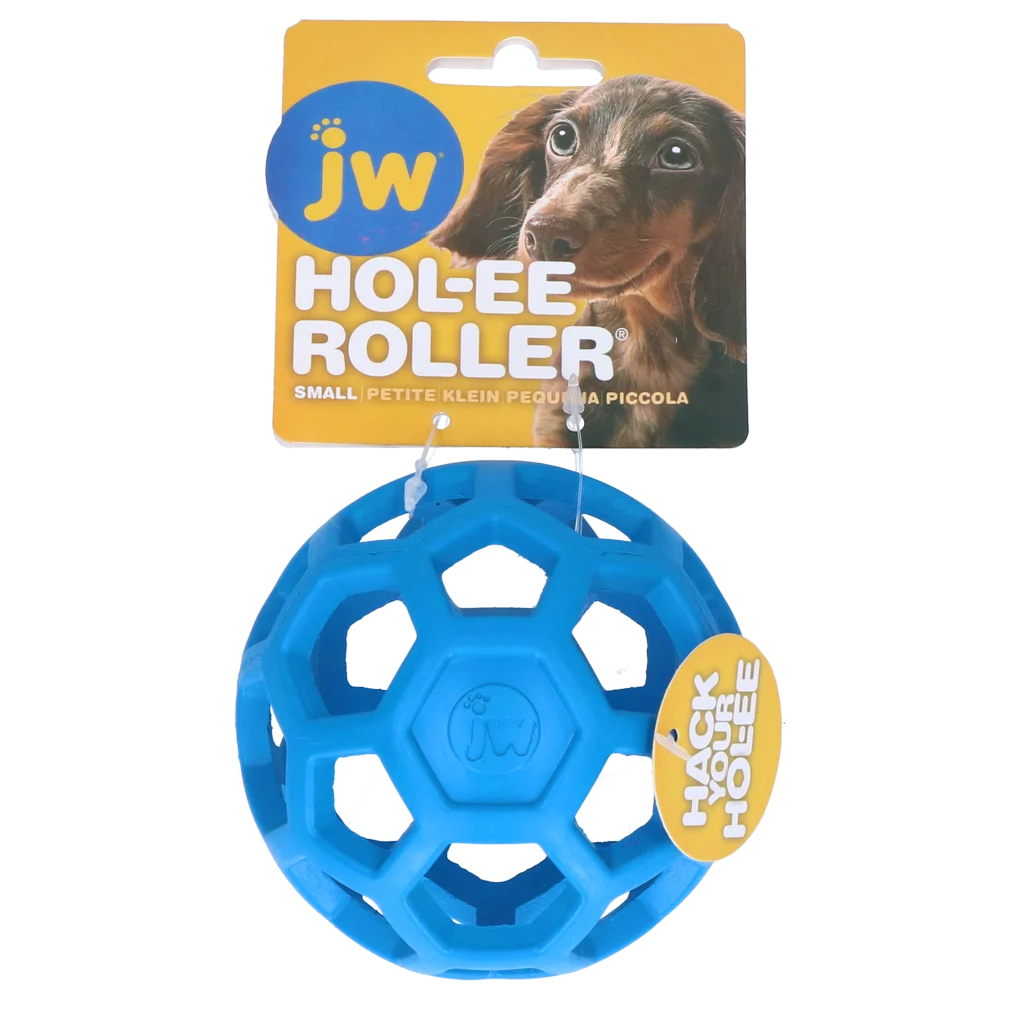 Míček pro psy z přírodního kaučuku na pamlsky, 9 cm, modrý – JW Hol-ee Roller Small - Obrázek 1