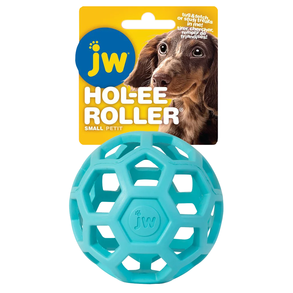 Míč pro psy z přírodního kaučuku na pamlsky, 9 cm, světle modrý – JW Hol-ee Roller Small - Obrázek 1