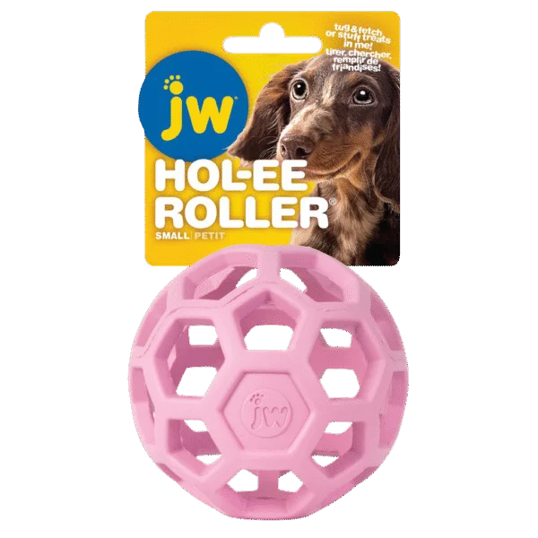 Míček pro psy z přírodního kaučuku na pamlsky, 9 cm, růžový – JW Hol-ee Roller Small