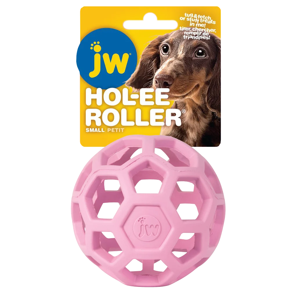 Míček pro psy z přírodního kaučuku na pamlsky, 9 cm, růžový – JW Hol-ee Roller Small - Obrázek 1