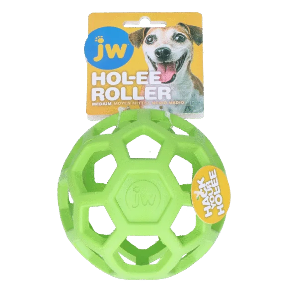 Míček pro psy z přírodního kaučuku na pamlsky, 11,5 cm, zelený – JW Hol-ee Roller