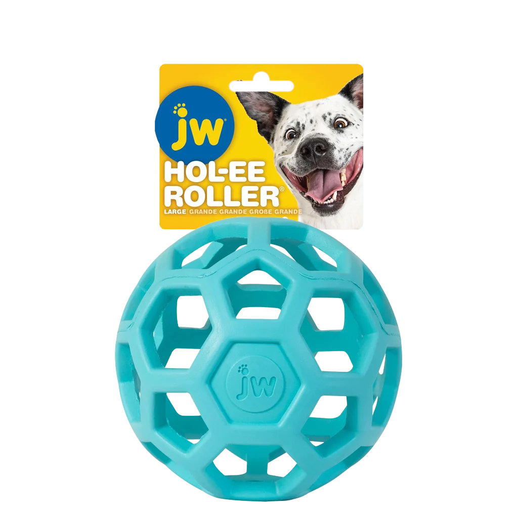 JWHO006C.png Míček pro psa z přírodního kaučuku na pamlsky, 15 cm, světle modrý – JW Hol-ee Roller - Obrázek 1