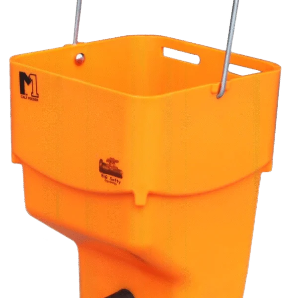 Oranžové vědro na napájení telat s cucákem, 5 l – Shoof Kalf Feeder M1