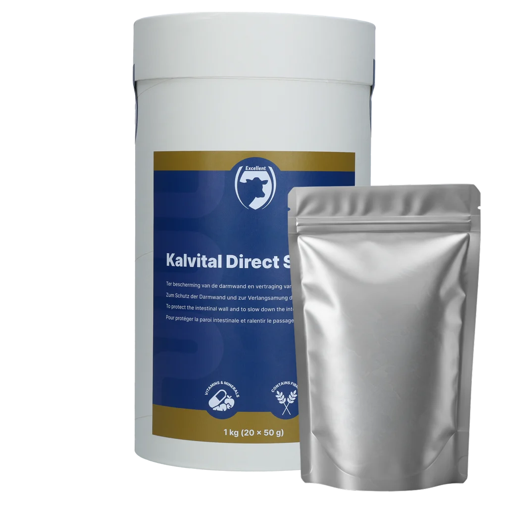 Doplňkové krmivo pro telata s vlákninou a elektrolyty, 20 x 50 g – Excellent Kalvital Direct Stop - Obrázek 1