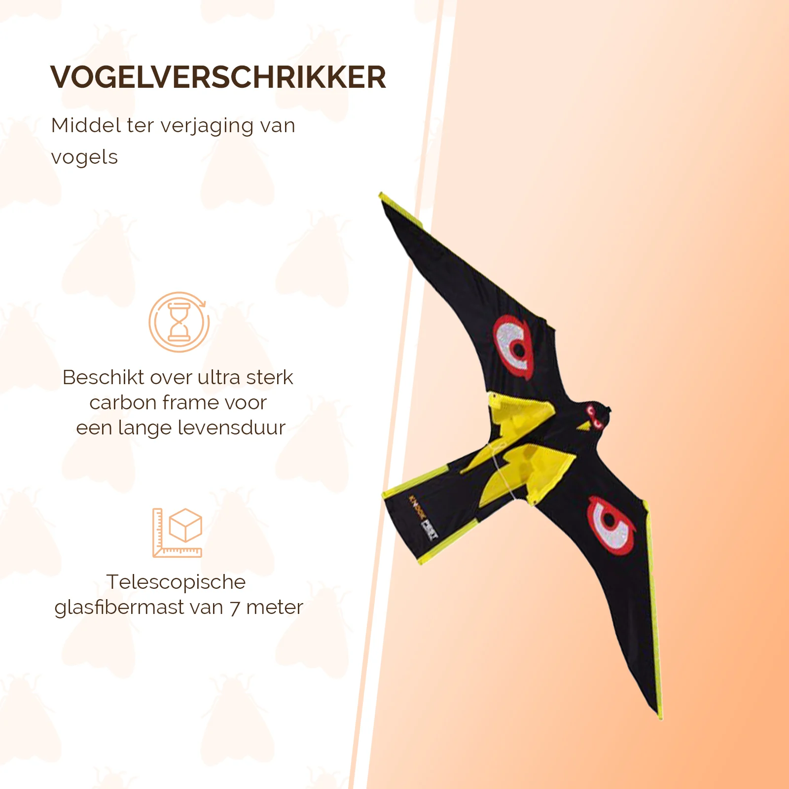 Drak na plašení ptáků se sklolaminátovou tyčí 7 m – Knock Pest Bird Bouncer - Obrázek 2