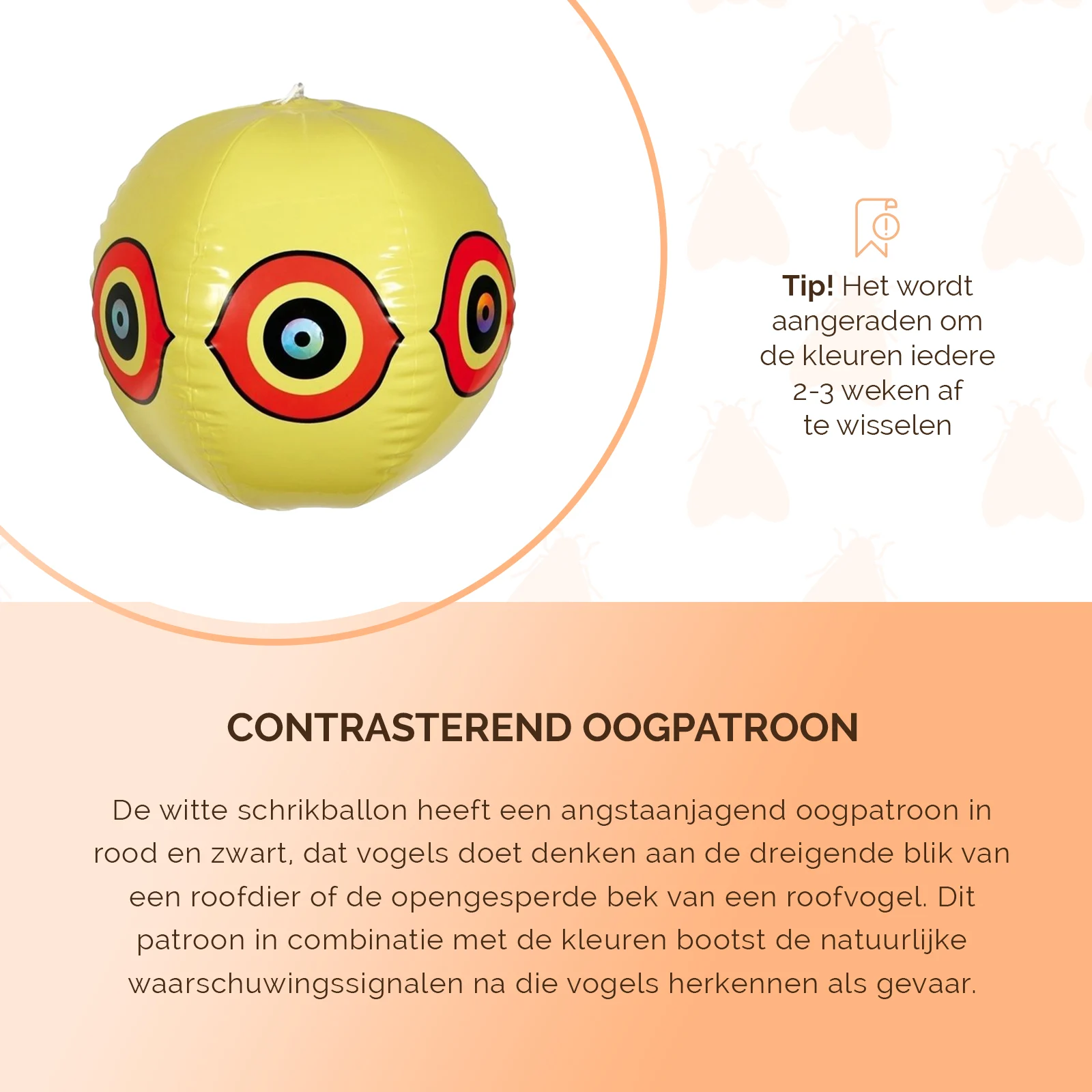 Balón na plašení ptáků se závěsnou šňůrou, žlutý, Ø 40 cm – Knock Pest - Obrázek 5
