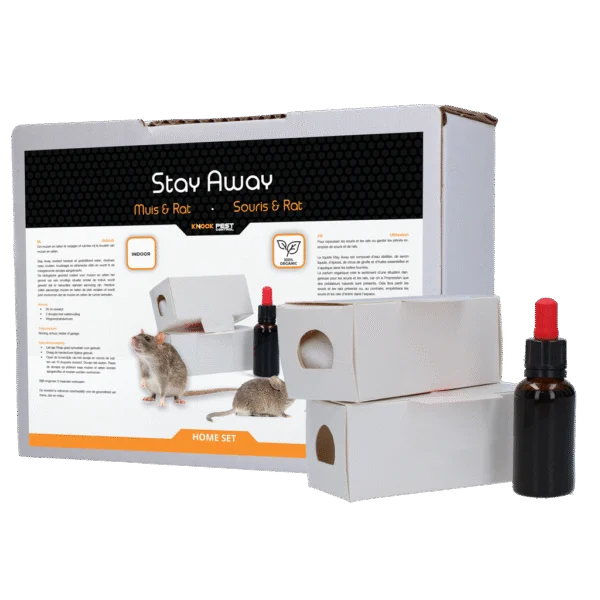 Vonná sada proti myším a potkanům, 30 ml tekutiny a 2 krabičky – Knock Pest Stay Away Muis Home Set