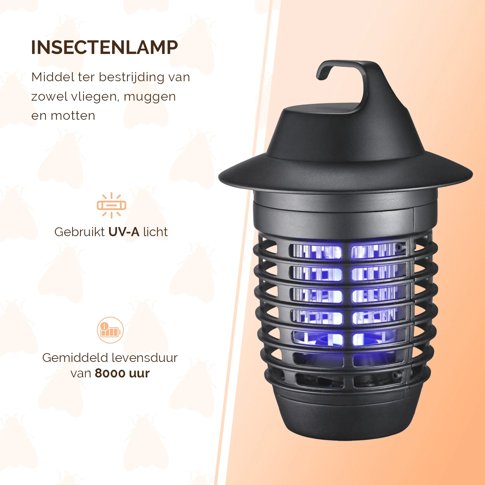 Lampa na hmyz s UV-A zářením a elektrickou mřížkou, 5 W – Knock Pest Insect Killer - Obrázek 2