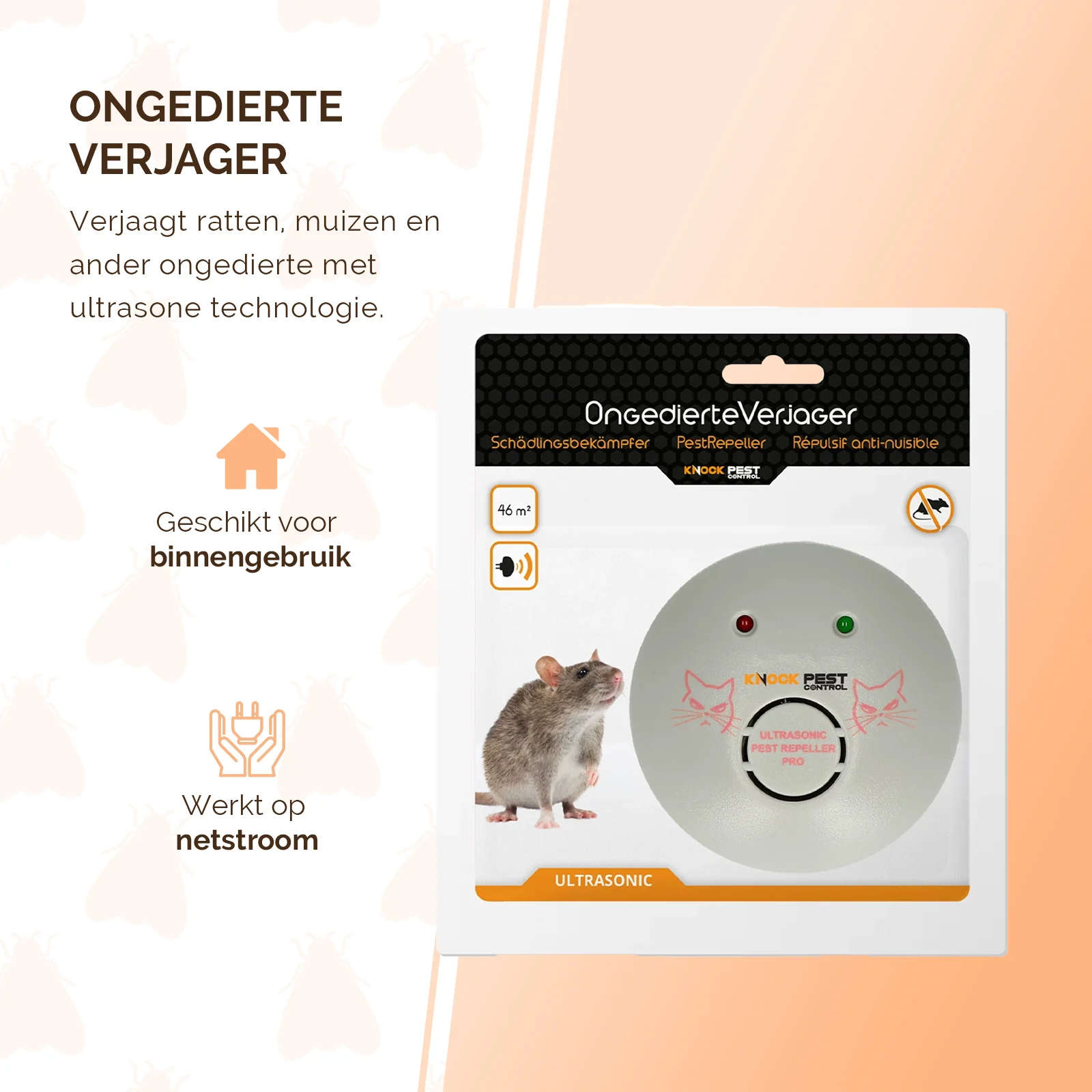 Ultrazvukový odpuzovač škůdců do zásuvky, až 46 m² – Knock Pest Ultrasonic Pest Repeller Home - Obrázek 5