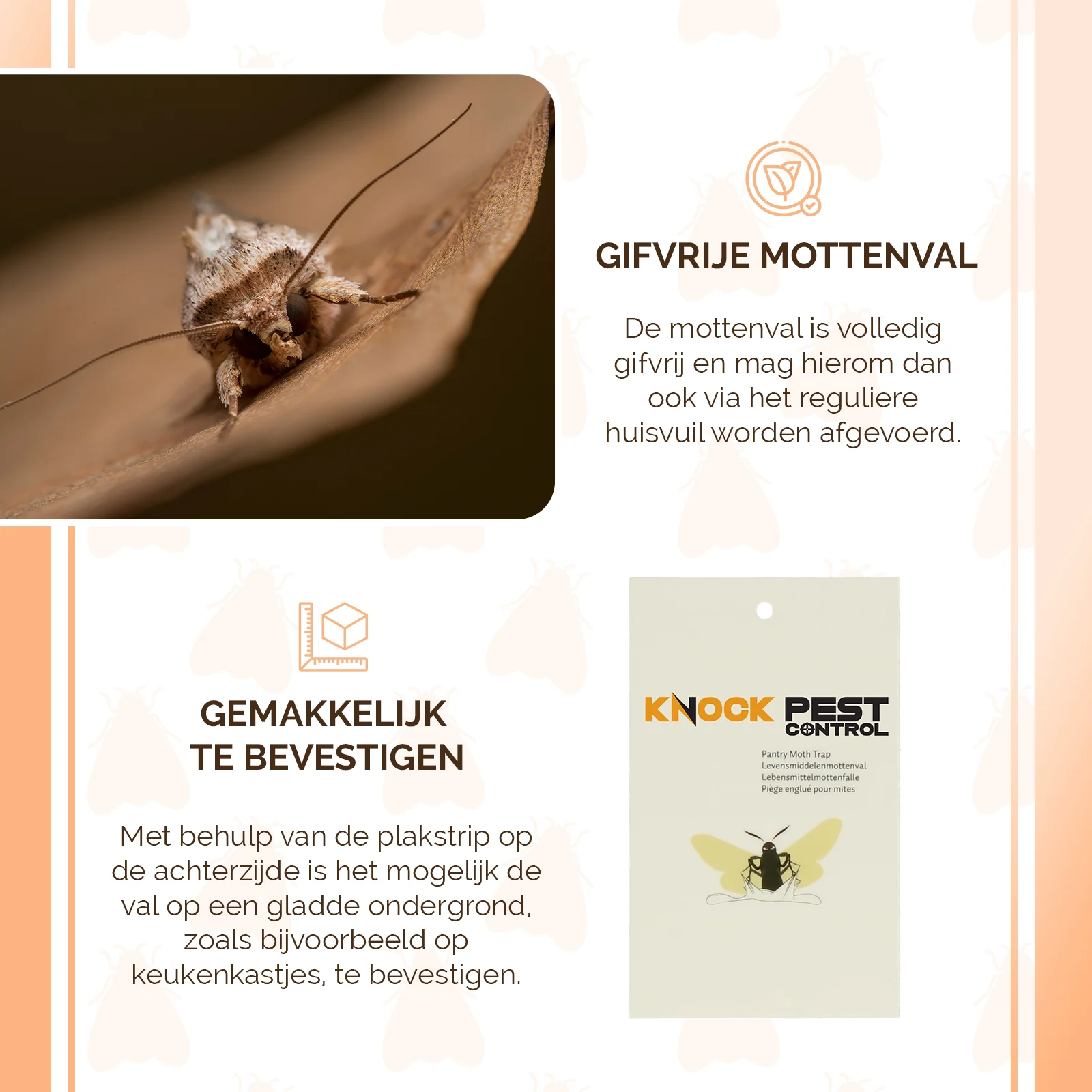 Past na potravinové moly s feromonem a lepicím proužkem, 2 lepové pasti – Knock Pest Vlak - Obrázek 6