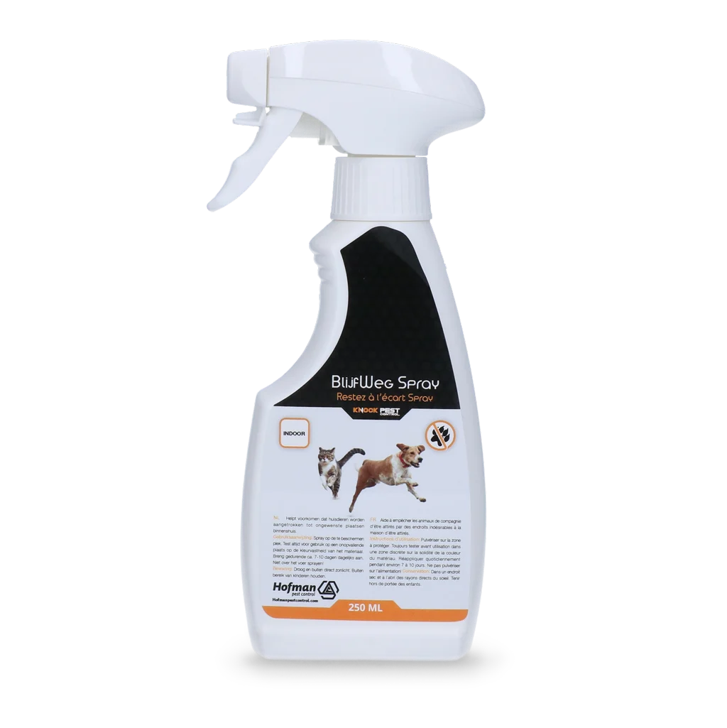 Odpuzovací sprej pro domácí zvířata, 250 ml – Knock Pest BlijfWeg Spray pro vnitřní použití - Obrázek 1