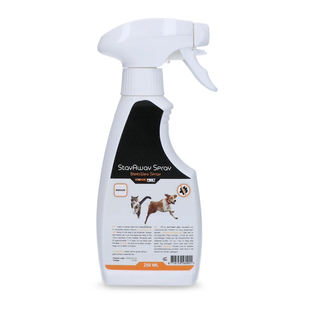 Odpuzovací sprej pro domácí zvířata, 250 ml – Knock Pest BlijfWeg Spray pro vnitřní použití - Obrázek 2