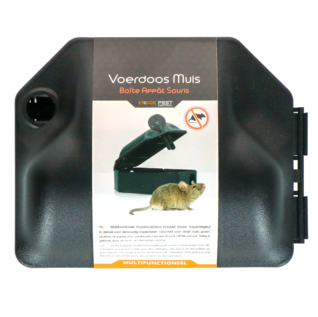 Muizenvoerdoos met Sleutel en Inspectiegleuf, 12,5 x 10,5 x 6,5 cm – Knock Pest Deratizační box na myši s klíčem a kontrolním průzorem, 12,5 x 10,5 x 6,5 cm – Knock Pest