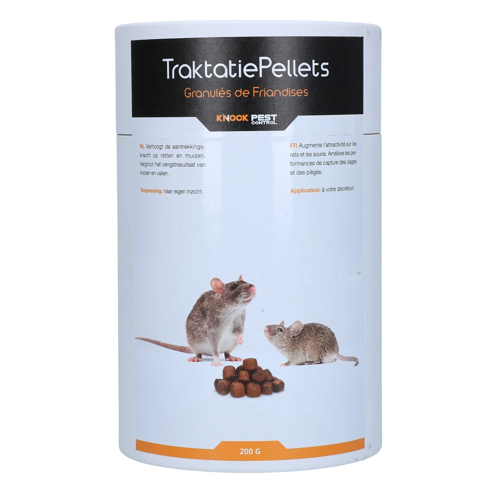 KNOC0200.png Návnadové pelety pro myši a potkany, 200 g – Knock Pest Traktatie Pellets - Obrázek 1