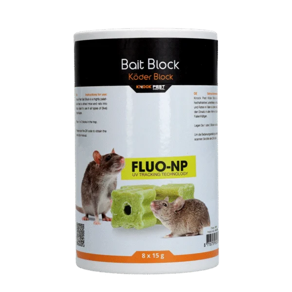 Návnadové bloky na myši a krysy, 8 x 15 g – Knock Pest Lokmiddel Blok Fluo-NP