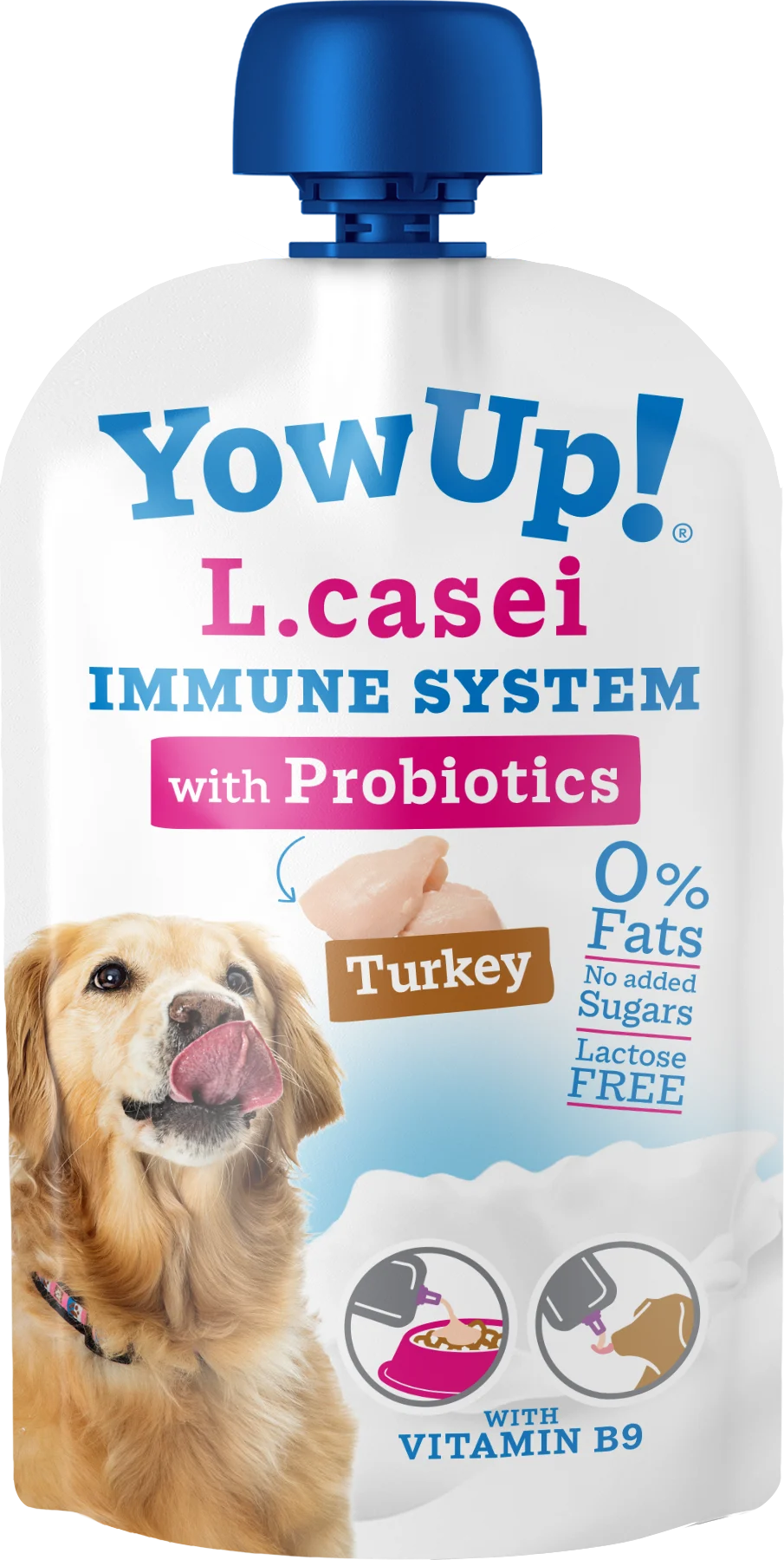 Jogurt pro psy s probiotiky a krůtou, bez laktózy, 115 g – YowUp! L. Casei Immune System Turkey - Obrázek 1