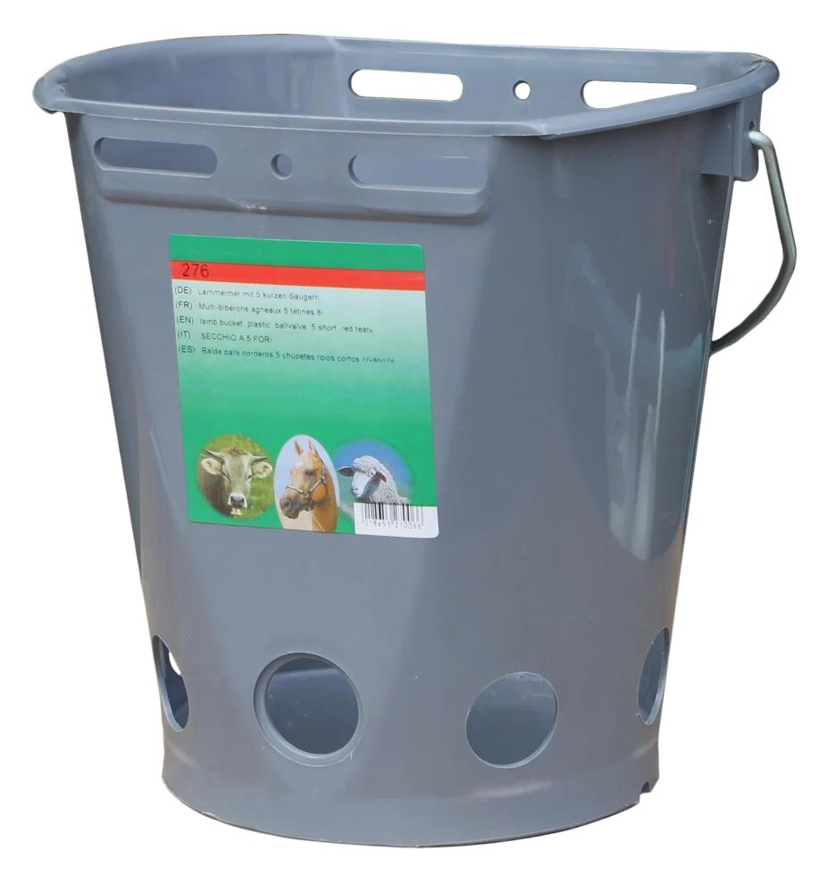 Vědro se struky Lambar, ploché z obou stran, s 5 otvory pro struky, bez struků, šedé, 8 l - Obrázek 1